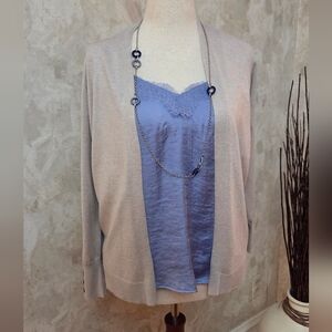 Cyrus Women's Light Beige Open Front Cardigan